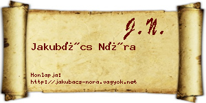 Jakubács Nóra névjegykártya